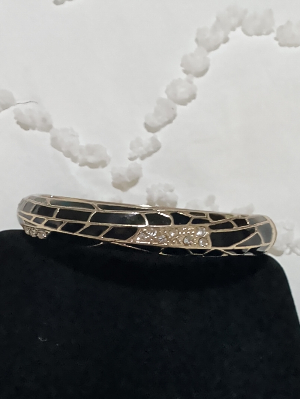 Sequin Gold Tone Hinged Bangle